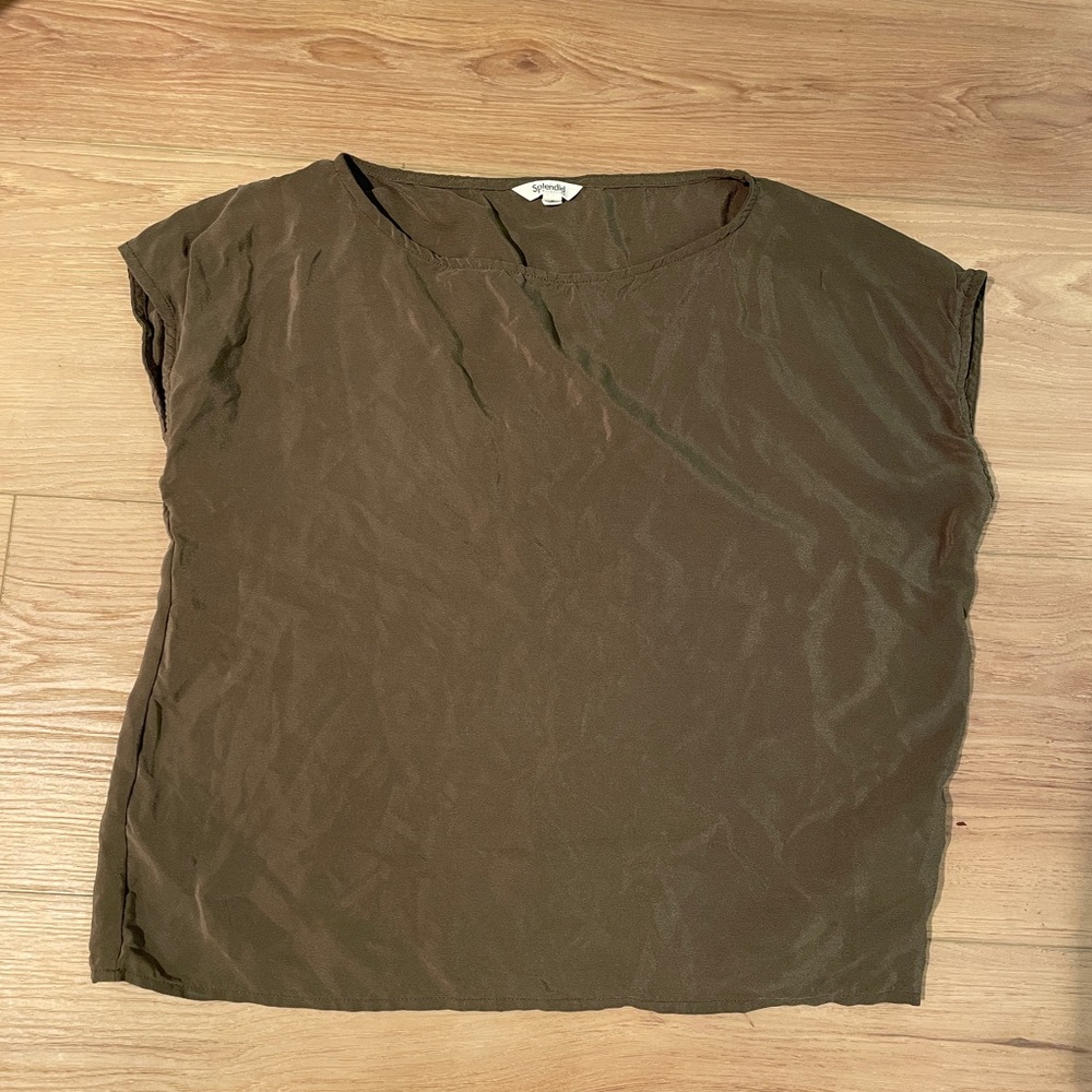 Splendid Khaki Short Sleeve Women's Top
